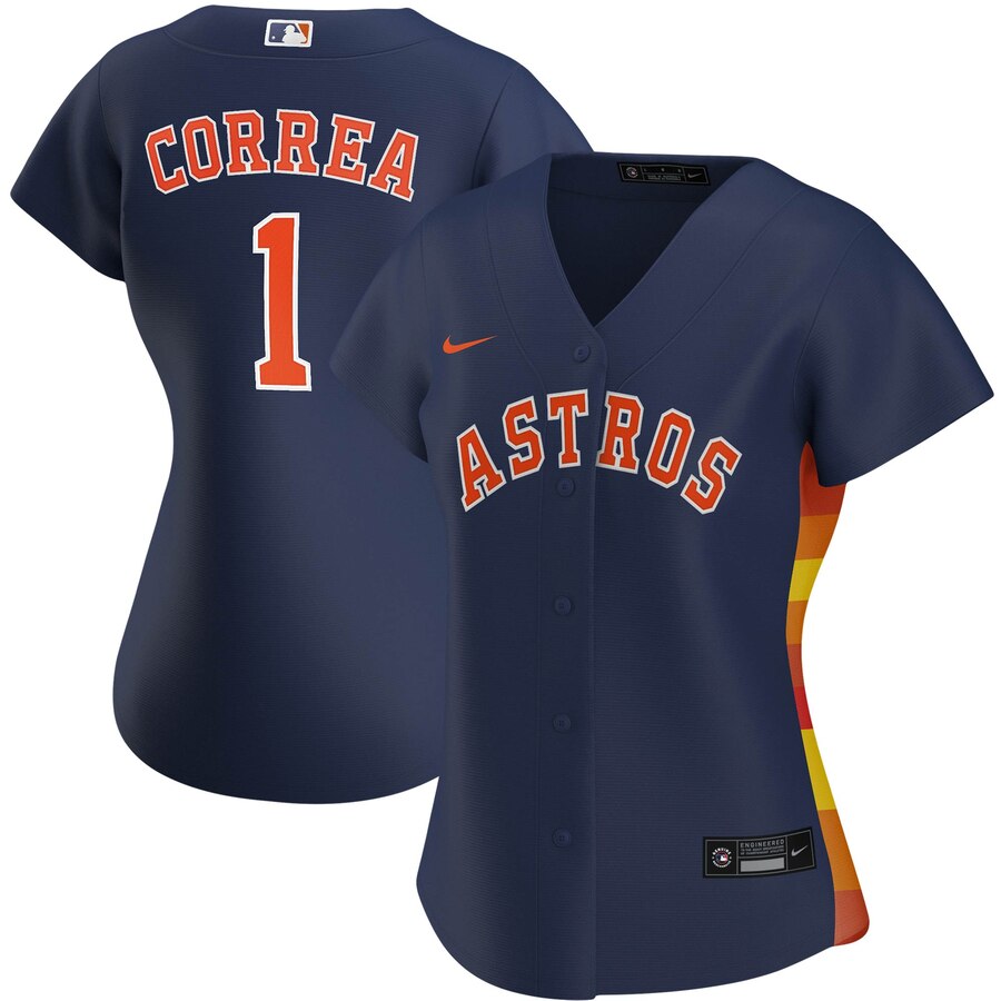 Houston Astros #1 Carlos Correa Nike Women Alternate 2020 MLB Player Jersey Navy